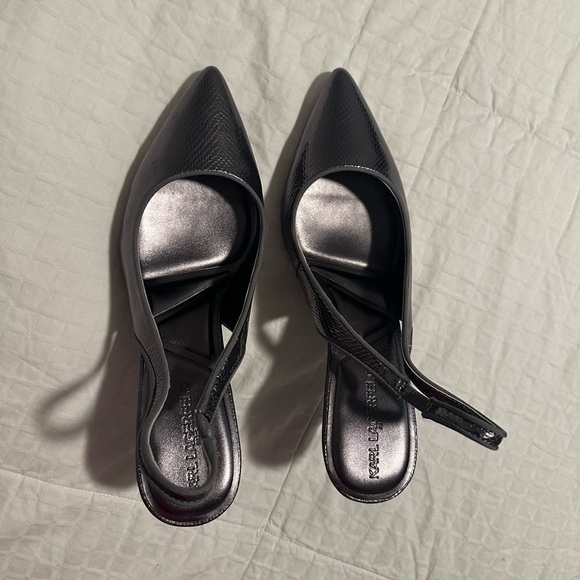 Karl Lagerfeld Shoes - Karl Lagerfeld Black Pointed Slingback Heels